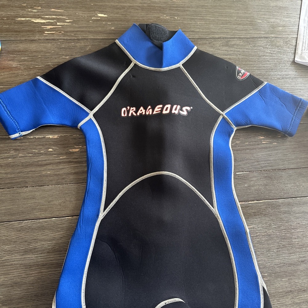 O'rageous Wetsuit Kids‎ Black Blue Surfing Swim, Size M 8 Zip